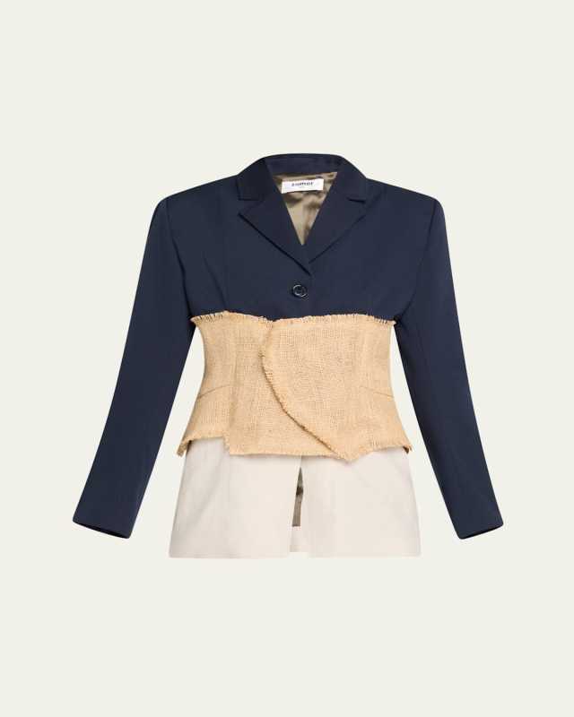 Goun Mixed-Fabric Tailored Jacket